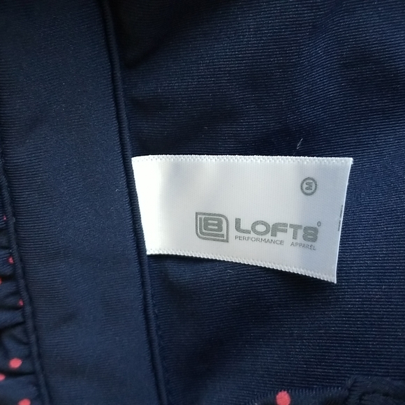 (M) Loft 8° Performance Wear Ruffle Collar Dot Pattern Top Golf Athleisure - Picture 3 of 8